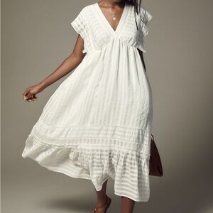 By Anthropologie V-Neck Ruffled Tiered Dress